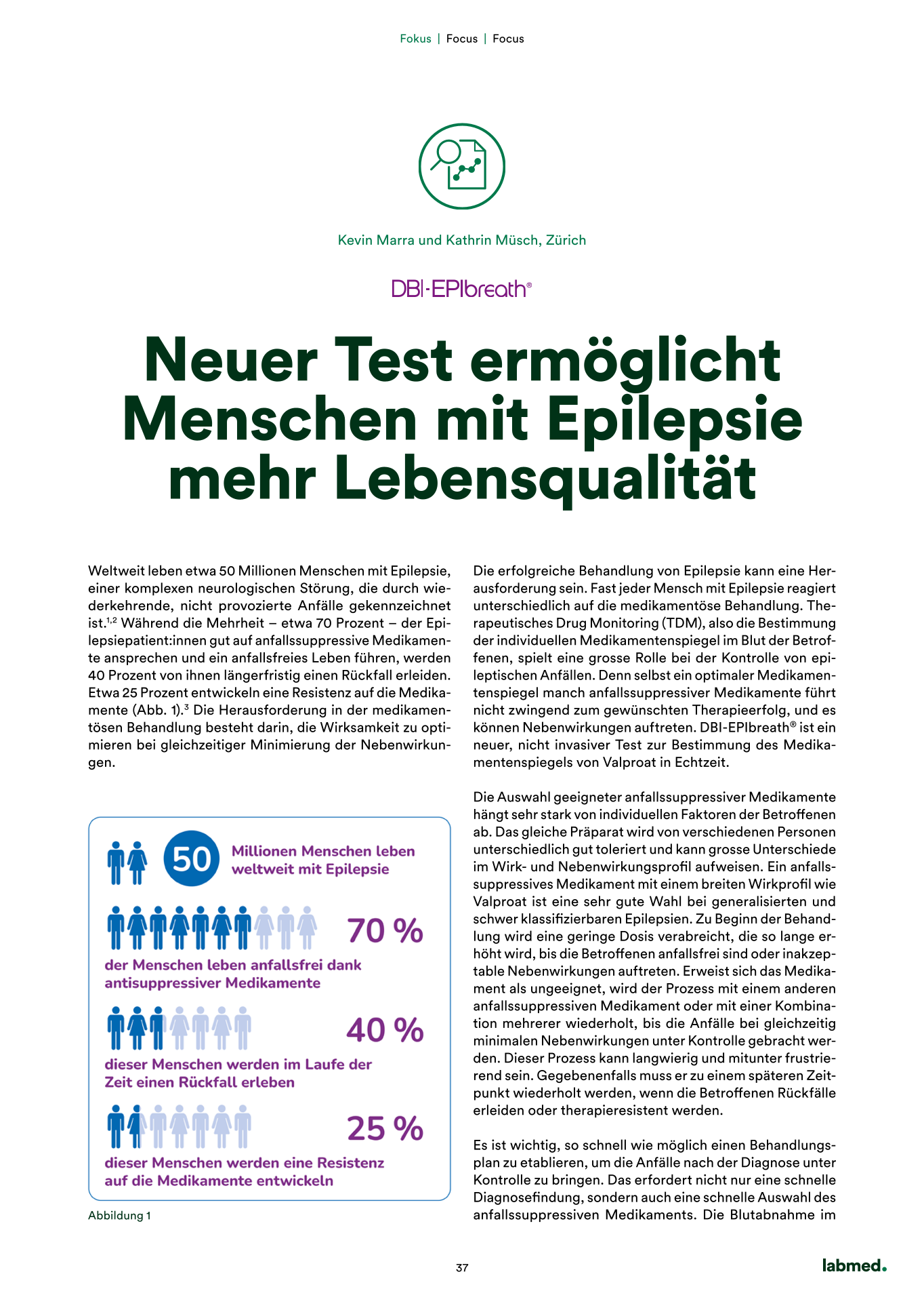 labmed-Artikel: Neuer Test ermöglicht Menschen mit Epilepsie mehr Lebensqualität